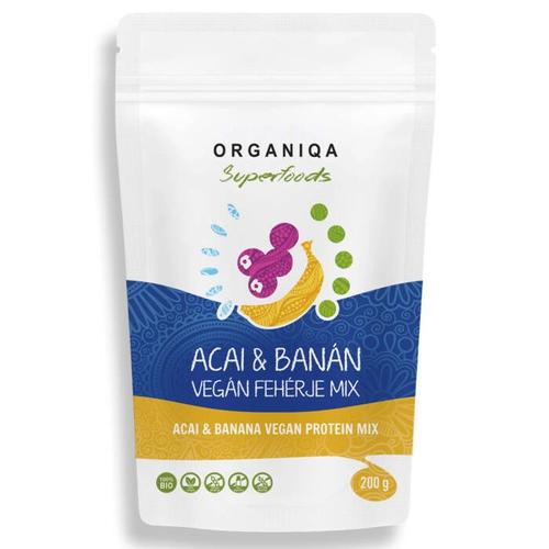 Image of 100% bio acai-banán vegán fehérje mix 200 g - Organiqa
