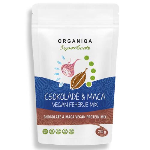 Image of 100% bio csokoládé-maca vegán fehérje mix 200 g - Organiqa